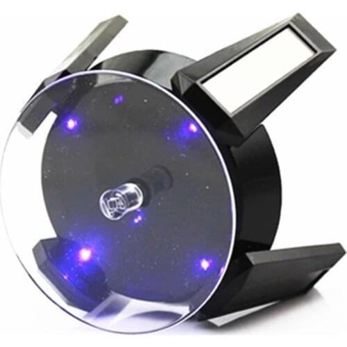 Black Solar Powered Jewelry Display Stand Phone Watch Rotating Display Stand Turn Table