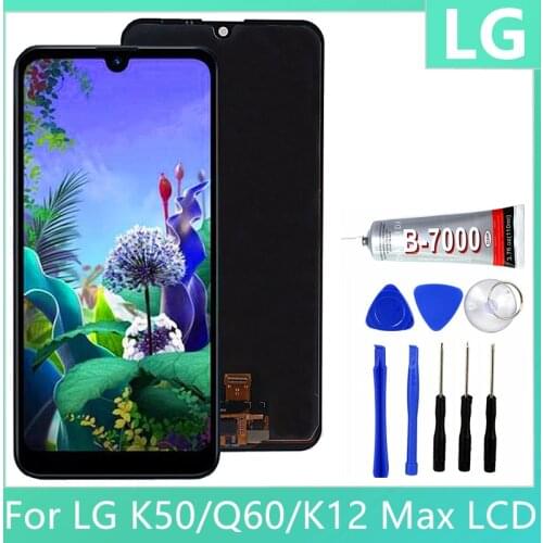 For LG K50/Q60/K12 Max Touch Screen Digitizer Assembly For LG K50 LG Q60 LG K12 Max LM-X525 LMX525BAW LMX525EAW Replace