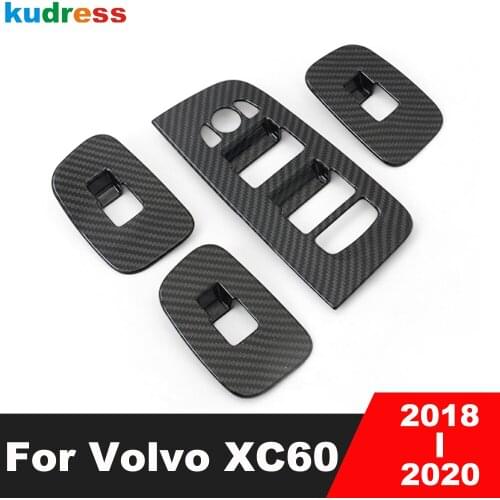 For Volvo XC60 XC 60 2018 2019 2020 SUV Carbon Fiber Car Interior Window Switch Lift Control Panel Frame Cover Trim Accessories