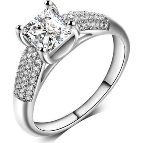 925 Silver colorRings Crystal Compatible With European Fit Original Wedding Brand Ring Jewelry Christmas Gift #158