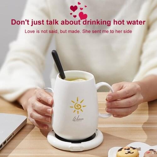 55 Degree Constant Heated Cup Mat Warming Cup Pad Constant Milk Drink Coffee Tea Heating Waterproof Base USB Wireless Electric