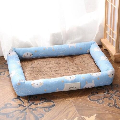 Pet Dog Cat Summer Sleeping Mat Square Breathable Teddy Printing Puppy DogMat