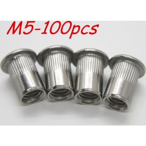 M5 Metric thread 304 Stainless Steel Rivet Nut Rivnut Inserts Nut 100Pcs/Lot Free Shipping