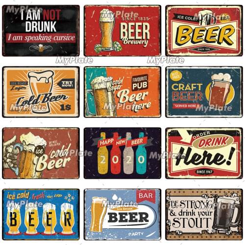 Cold Beer Vintage Metal Sign Tin Sign Vintage Decoration Plaque Home Wall Decor Bar Sign Home Decor Poster Wholesale