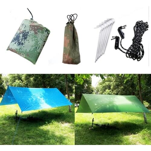 Multifunctional Camping Tarp Beach Tent Sunshade Canopy Waterproof UV Proof Hammock Rain Fly Tent Tarp Sun Shelter with A Mat