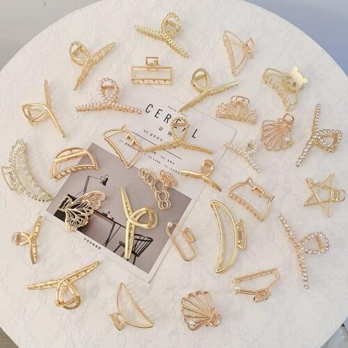 Fashions metal Panda hair clip Exquisite pearl rhinestone shark clip hair accessories Korean elegant ladies headdress claw clip