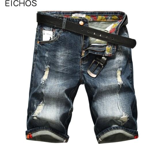 Mens Moustache Effect Jean Shorts Fashion Slim Denim Shorts Men Summer Retro Casual Straight Designer Jeans Shorts Men EICHOS