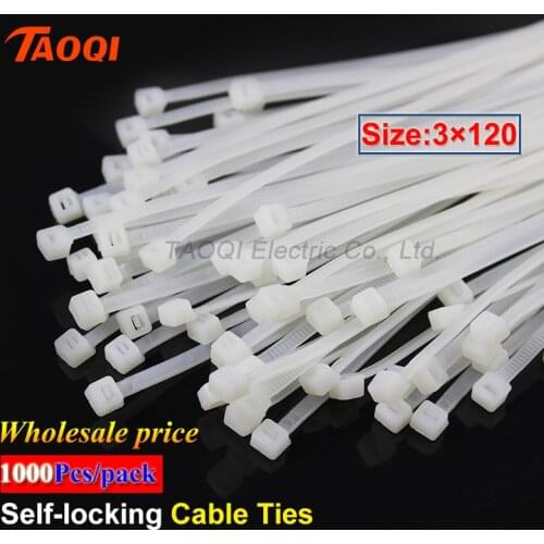 1000Pcs/pack 3*120mm Nylon Cable Ties 1.8mm width Self-locking Plastic Nylon Fasten Wire Zip Tie wholesale price
