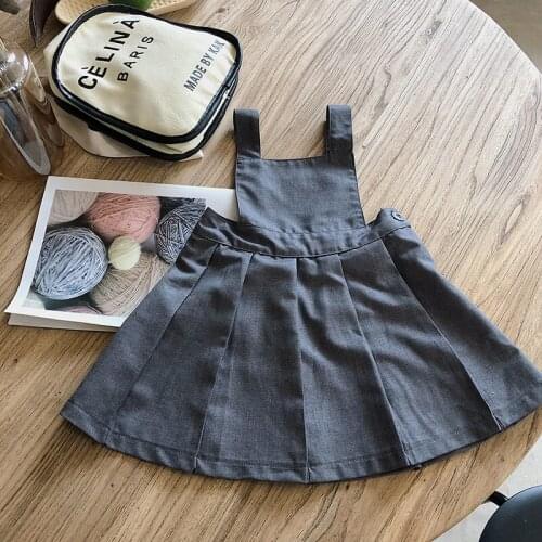 2020 Autumn Korea Style Girls Vest Dress Spring Fashion Preppy Baby Girls Dresses Sleeveless Kids Clothes 1-6 Y Toddler Dress