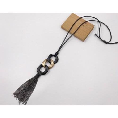 Kara&Kale Boho Fashion Jewelry Gothic Collar Necklace Wax Cord Resin&CCB Links Earthy Collares Tassel Necklace Women Accessories