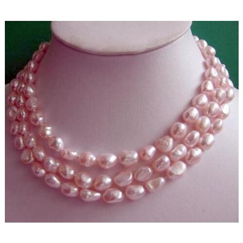 Genuine Stunning Long Pearl Necklace 48inches Long Baroque Pink Freshwater Pearl Rope Beads 925 wedding Women GiftWomen Party
