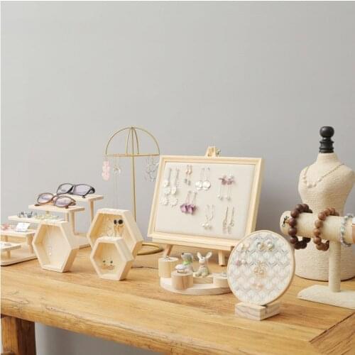 Necklace Jewelry Wooden Showing Holder Jewelry Display Props Ring Bracelet Pendant Support Display Tray