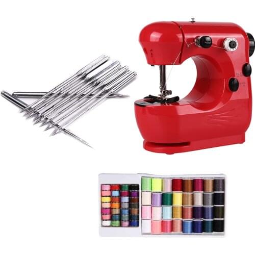 INNE Electric Sewing Machine Mini Portable 2Speed Double Thread Household Multifunction With Light Cutter Foot Pedal Stitch Tool