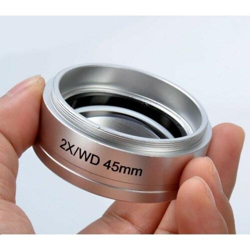 Portable Magnification 2x Stereo Microscope Auxiliary Objective Lens Working Distance 45mm Wide Angle Coated Antireflection Film