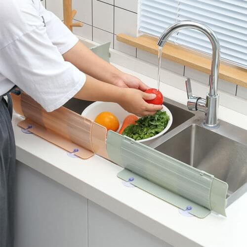 Sink Adjustable Water Baffle Pool Water Splash Guards With Suction Cup Hook Bathroom Wash Basin Guard Board Kitchen Accessories