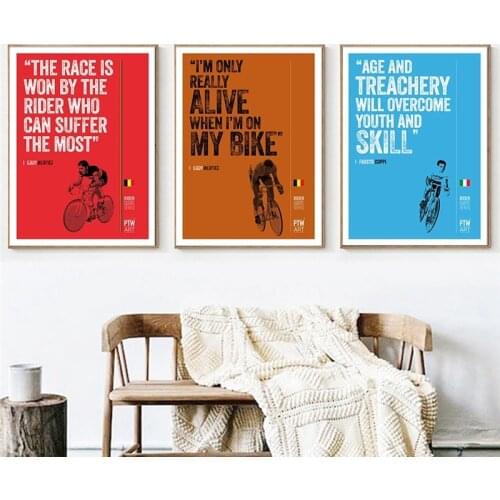 Cycling Art The Race is Won Eddie Merckx Canvas Painting Retro Wall Art Pictures for Living Room Home Decor No Frame