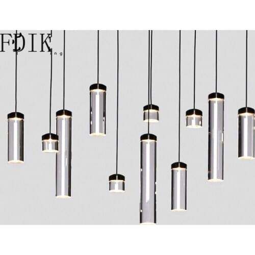 Nordic Mercury Column Crystal Hanging Lamp Modern Loft Led Hanglamp for Indoor Dining Room Kitchen Vintage Decor Light Fixtures
