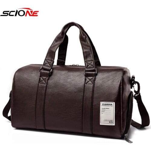 Gym Bag Leather Sports Bags Big Big Men Training Tas for Shoes Lady Fitness Yoga Travel Luggage Shoulder Sac De Sport XA156G