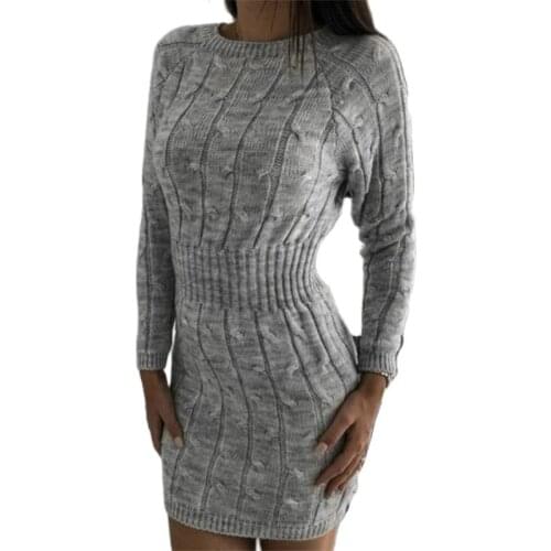 Sweater women 2020 autumn and winter new autumn and winter knit sweater mid-length bag hip waist waist twist sweater dress