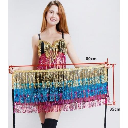 Belly Dance Hip Tassel Scarf For Women Bellydance Clothing Accessories Sequin Fringes Ladies Hip Belt Danceing Costume For Girls