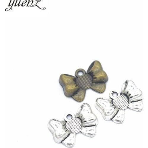 YuenZ 10 pcs Antique Silver color Bow Charms Pendants for Bracelet Necklace DIY Jewelry Making Finding Accessories 18*13mm N132
