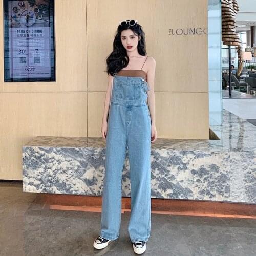 Women clothing denim washed fabric rompers summer/autumn overalls women jumpsuit suspenders jeans wide-leg women overalls jeans