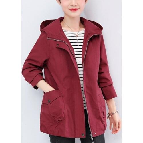 Women Loose Windbreaker Spring Autumn New Short Coat Hooded Zipper Pocket Plus Size 5XL Jacket Female Top Casual Outerwear