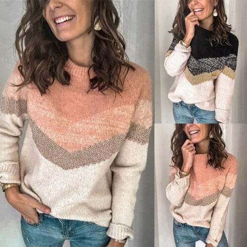 Sweaters For Women Pullover 2021 New Products Stitching Round Neck Raglan Sleeve Sweater Women Clothes Women MMY120309