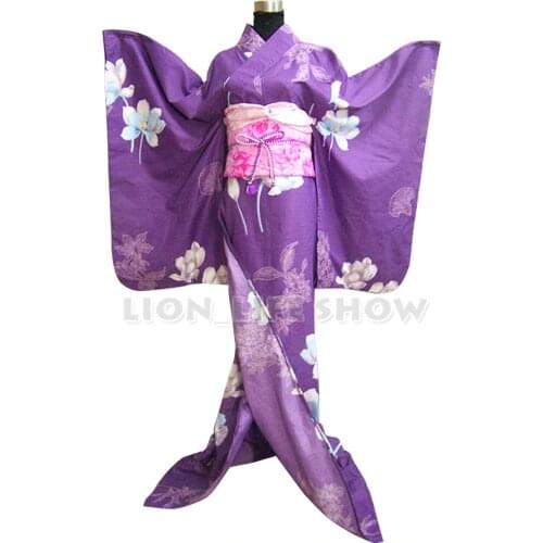 Women Japanese Kimono Traditional Floral Furisode Long Kimono Cosplay Dress Costume outfit