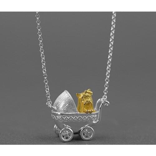 S.EAST SUN 925 Sterling Silver cute puppy cart Pendant Necklace, suitable for mens and womens party fashion jewelry