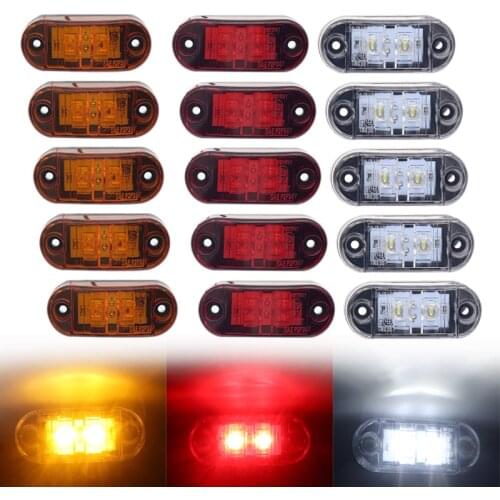 10pcs 12V 24V Warning Light LED Clearance Light Oval Trailer Truck Amber White Red LED Side Marker Lamps Truck accessorie