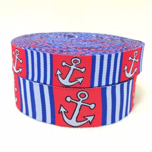 5/8" 16mm 7/8" 22mm 10y/lots Polyester Ocean series Woven Jacquard Ribbon For Dog Collar