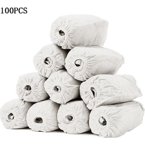100Pcs Disposable Shoe Covers Non-woven Protection Overshoes Dustproof Shoecover GXMB