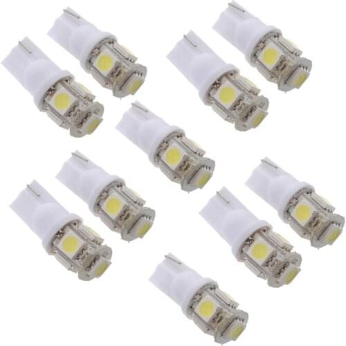 10x T10 194 168 W5W 5 SMD 5050 LED Night Light Bulb Lamp Xenon White for Car