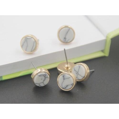 12 pair/ lot fashion jewelry accessories 10mm small round synthetic howlite stone earrings for women