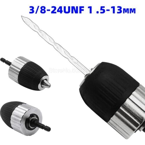 2-13MM 3 / 8-24UNF Clamping Range Driver Tool Accessories Keyless Adapter Impact Hex Shank Drill Chuck Self-locking Wrench