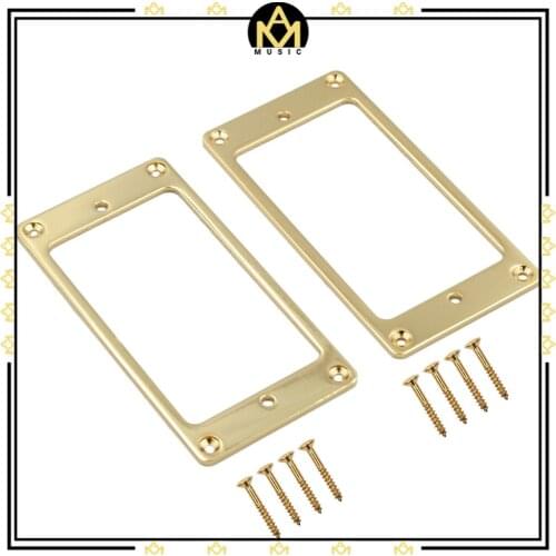 2PCS Humbucker Pickup Ring Frame Electric Guitar Humbucker Pickup Frame Mounting Ring W/Screws Metal-Gold For Electric Guitar