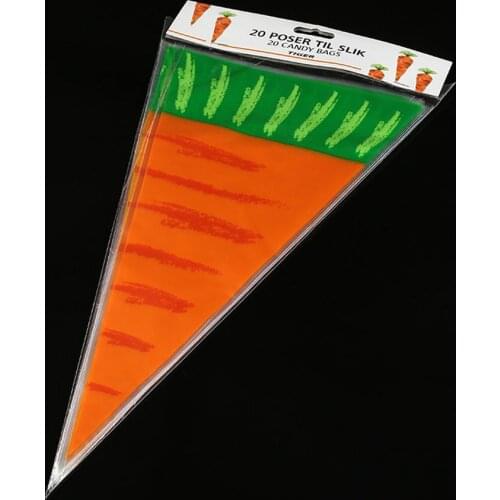 20pcs Easter Rabbits Carrot Candy Bag Gifts Bags Cookies Cones Transparent Plastic Bag Kids Birthday Party Supplies