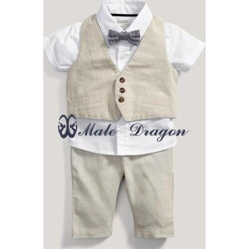 Boys Clothing Sets for Weddings Baby Boy Birthday Dress Kids Short Set Sleeve Summer Boys Clothing Sets Gentleman 3 Pcs