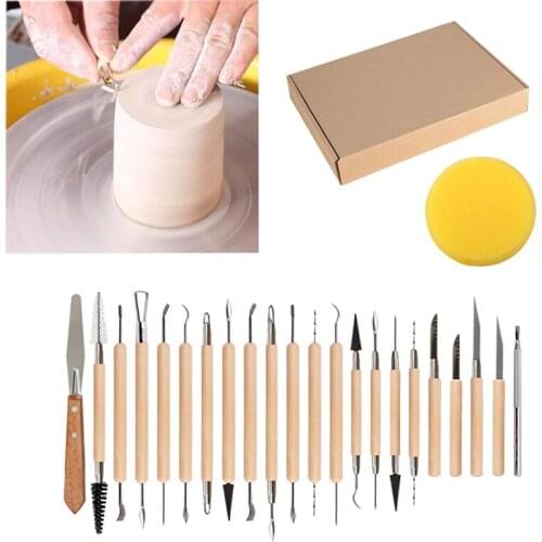 45pcs Clay Sculpting Kit Sculpt Smoothing Wax Carving Pottery Ceramic Tools Polymer Shapers Modeling Carved School Art Supplies