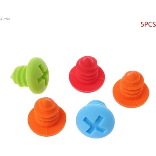 5pcs Screw Design Silicone Wine Bottle Stopper Cork Plug Barware Bar Party Funny Gadget Tools