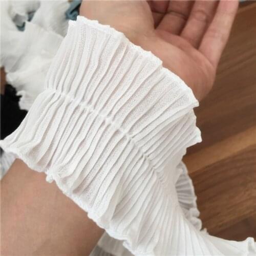 5 Yard/Lot Black White 7CM Chiffon Symmetric hundred fold lace trim clothing dress cuff lace fabric accessories wholesale