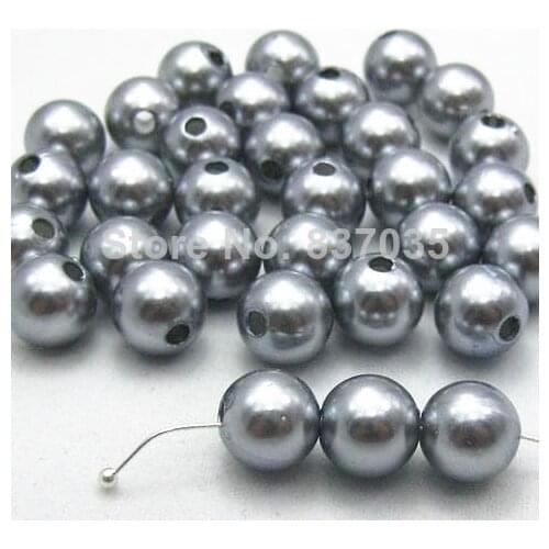 500PCs 10mm ABS silver grey Round Flatback pearl beads nails/mobile beauty finding Loose Jewelry Making DIY accessories