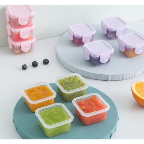 6pcs/lot Baby Food Storage Boxes Candy Color Kids Childrens Tableware Sealed Box Baby Food Containers Cups Reusable with Tray