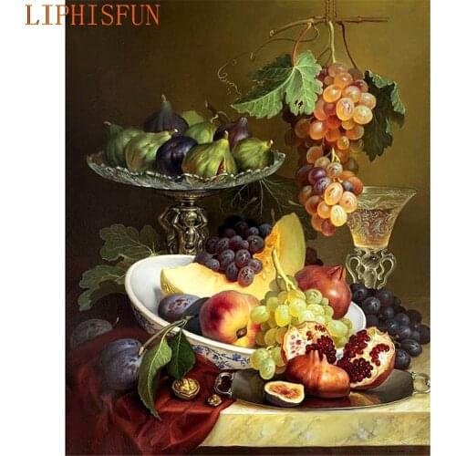 Diamond Painting Cross Stitch Full Square Round Picture of Rhinestone DIY Mosaic Embroidery Fruit Still Life New Year Gift