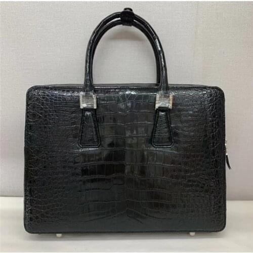 Authentic Crocodile Belly Skin Businessmen Laptop Briefcase Genuine Alligator Leather Zipper Closure Male Large Working Handbag