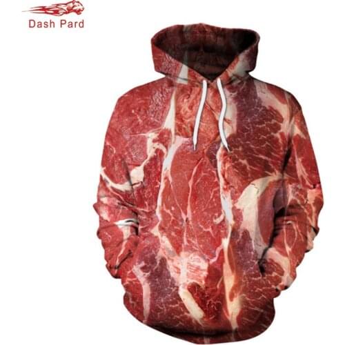 Bionic Pork pattern and Vegetable + beef pattern 3D Digital Printing Raw Meat Hoodie Fishing Hunting Coats Jackets