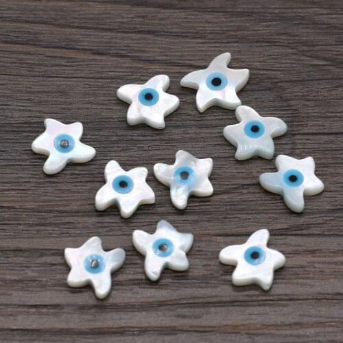 5pc Natural Freshwater Shell Beads Starfish Shape Evil eye Loose Beads for Jewelry Making DIY Necklace Earrings Accessories