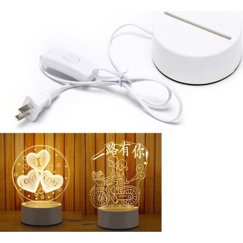 Colorful Light Base Table Decor Holder Cable Touch Lamp Bases For 3D LED Night Light Replacement 110-220(V)