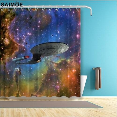 StarTrek 1701D Eagle Nebula Decorative Fabric Shower Curtain